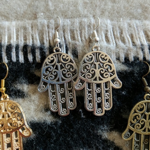 Hamsa Hand of Fatima Earrings - Picture 3 of 5